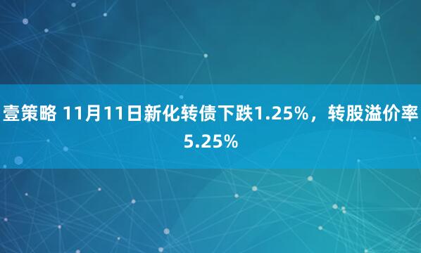 壹策略 11月11日新化转债下跌1.25%，转股溢价率5.25%